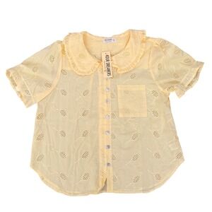 4OUR DREAMERS Yellow Cotton Tennis Racket Eyelet Shirt XL NWT